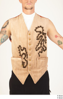   Photos Man in Historical Civilian suit 6 18th century medieval clothing orange tattoo upper body vest 0001.jpg